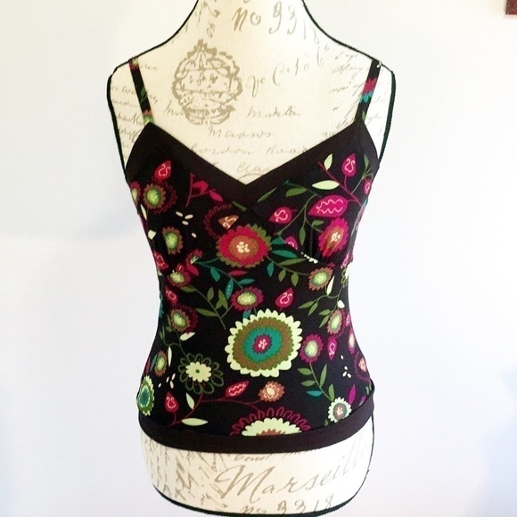 ANNE KLEIN Brown Floral Camisole Top Small (PP) - Picture 1 of 5